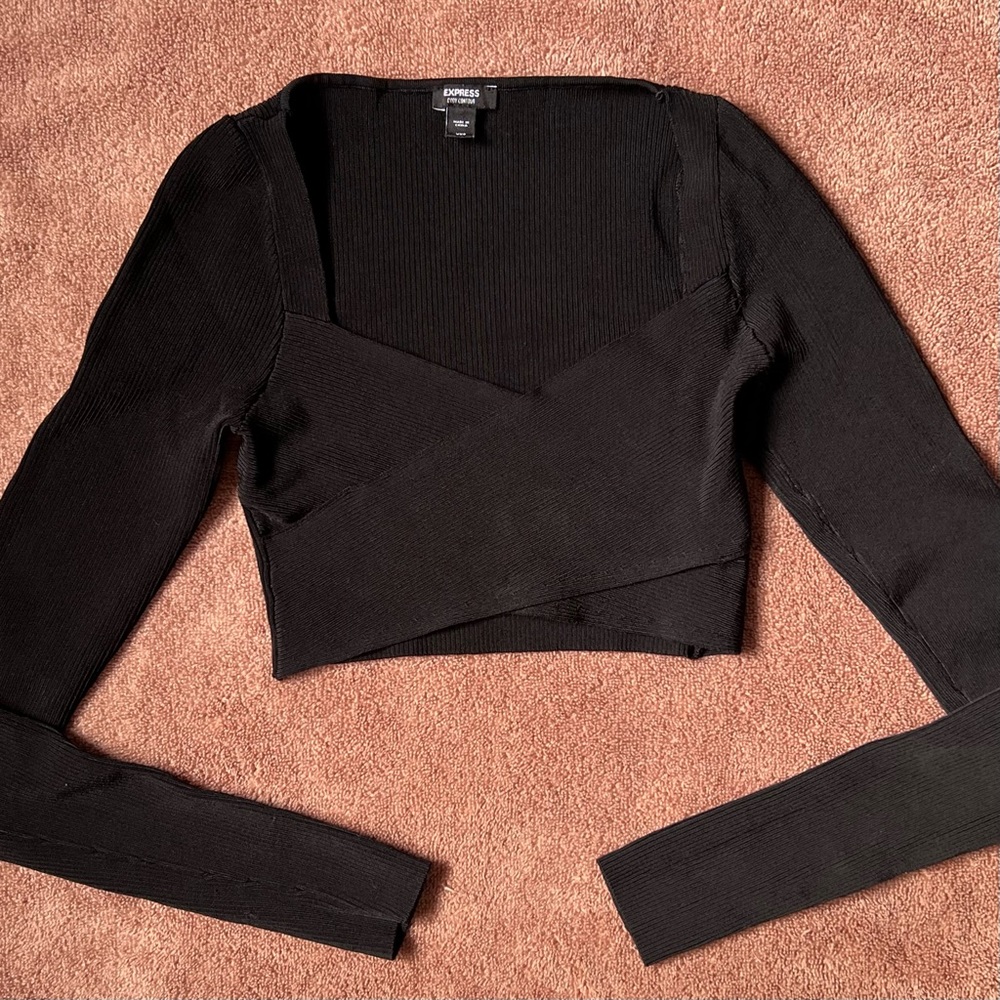 Express Black Body Contour Crop Top